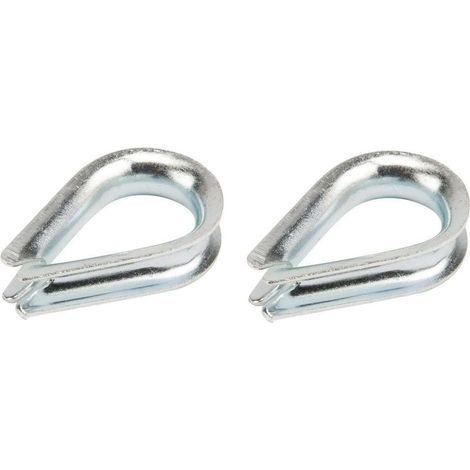 2 ditali in acciaio zincato da 14 mm per cavo d'acciaio, morsetto metallico, supporto, fissaggio ad anello (1/2)