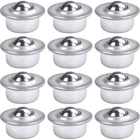 12 PCS Roulettes de Transfert avec Roulement à Billes Universels en Acier au Carbone Galvanisé Unité Roulettes à Billes Montées Charge Lourde pour Emballage Transmission Industrie