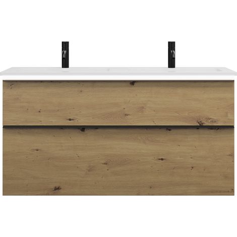 burgbad Eqio mueble bajo para lavabo doble con iluminación LED,