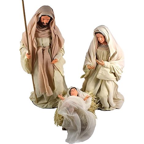 Natività 3 Pz in Tessuto H 73 Decorazione Natalizia Elegante Sacra Famiglia GRANDE Colori raffinati - Maria Giuseppe e Gesù nella Culla Elegante idea regalo per natale