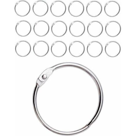Anillos metálicos para cortina de ducha, fáciles de abrir y cerrar, paquete de 20 anillos plateados para cortinas de baño. (1/5)