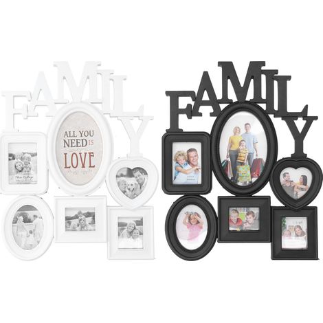 Cadre Photo 2 Pièces pour Famille, Collection d'Images, Présentation sur Bureau ou Accrochage Mural, Décoratif Ornement (1/5)