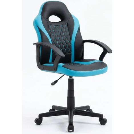 Chaise gaming pivotante noir et bleu en simili – NELLIE (1/5)