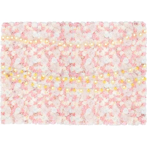 Panneaux Muraux en Fleurs, Ensemble de 12 Pièces, Décoration Intérieure/Extérieure, Rose clair (1/2)