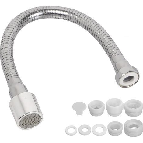 x 30cm Faucet Extension, 360° Swivel Spout, 2 Spray Modes, Stainless Steel, 6 Adapters, Kitchen Bathroom (1/5)