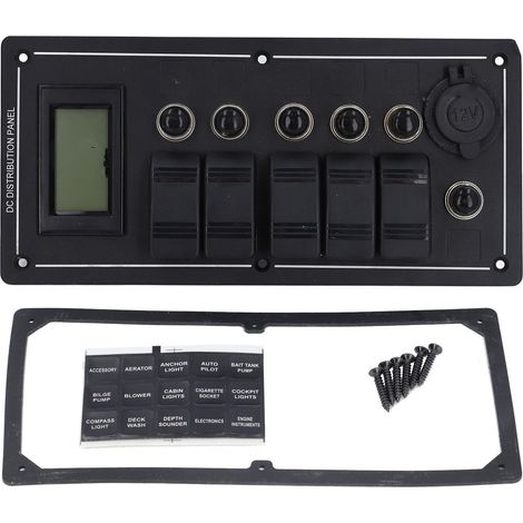 Panneau d'interrupteur à bascule à 5 gangs, étanche, avec protection contre les surcharges, voltmètre, pour bateau, Yacht, RV, 12V (1/5)