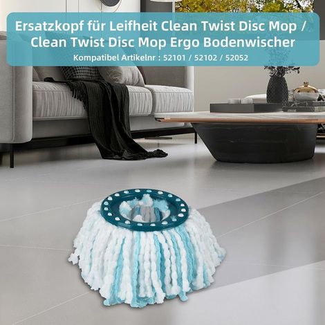 Set mit 6 Ersatzköpfen für Leifheit Clean Twist Disc Mop/Clean Twist Disc Mop Ergo, Mikrofasermopp für alle Bodenarten, Doppelfasermopp mit effizienter Saugfähigkeit (1/5)