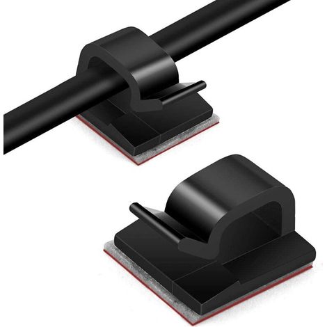 60PCS Clips Câbles, Attache Cable adhesif Rangement de Accroche Cable Fixation Auto Collant, cavalier cable electrique,pour la gestion des câbles, noir (1/5)