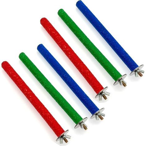 6pz 1.5cm x 20cm long perches for small birds for parakeets canary parakeets small colorful parrot for bird cage sticks wooden stand for parrot (1/5)