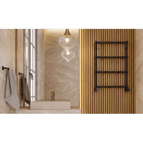 Sèche-serviettes électrique - Avec thermostat connecté - WEMA - 50 x 53 cm - Noir - 800W (1/5)