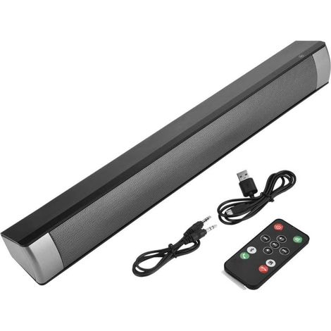 Barre de son noire - Avec caisson de basses sans fil - Enceinte TV Bluetooth - Système audio home cinéma (1/4)