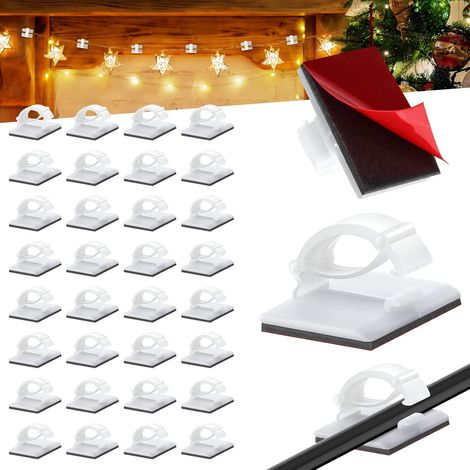 Crochets pour guirlandes lumineuses de Noël, clips métalliques auto-adhésifs, pour décoration de Noël, toit extérieur, faîtage, clôture (200 pièces) (1/5)