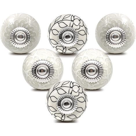 Bouton de Meuble Porcelaine Poignee Commode Ceramique Boutons de Porte Vintage pour Placard Tiroir (6 Pièces) (1/5)