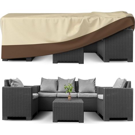 Housses de meubles de patio imperméables pour table et chaises, housse de mobilier d'extérieur rectangulaire, anti-décoloration, housses de meubles de patio résistantes à la déchirure/à l'eau, 110 L x (1/5)