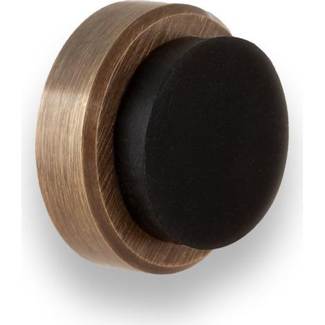 Butée de porte adhésive Installation murale/poignée 24 x 14 mm Taille discrète Laiton finition cuir Comprend vis + cheville de serrage I-205/24-CU (1/5)