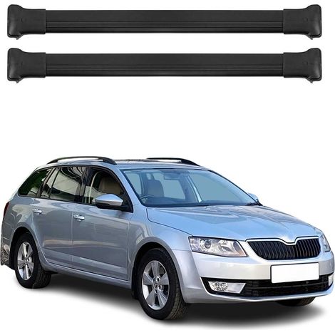 OMAC Barres de toit en aluminium pour Skoda Octavia III Break 2013-2019 – Charge max 75 kg – 2 barres Noir (1/5)