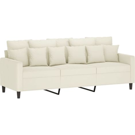 Divano a 3 Posti Crema 180 cm in Velluto vidaXL 633250 (1/5)