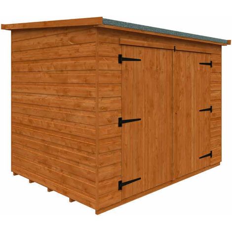 7 x 5 Feet Pent Compact 12mm Shed - Solid Wood/Softwood/Pine - L205 x W145 x H170.4 cm - Burnt Orange