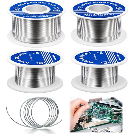 Filo per saldatura da 1 mm, 4 pezzi di filo di stagno, bobina di stagno per saldatura, stagno per saldatura elettronica, anima di flusso di colofonia, stagno per saldatura per riparazioni di saldatura (1/5)