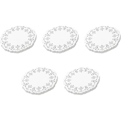 Napperons en papier dentelle, 500 pièces, sets de table ronds décoratifs de 11,5 cm, compatibles avec la présentation de gâteaux, desserts et autres pâtisseries. (1/4)