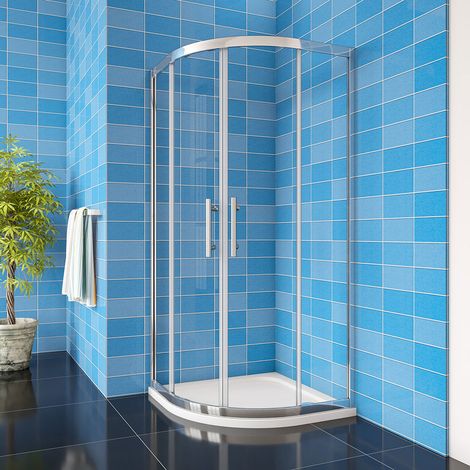 900x900x1900mm Chrome Equal Cubicle Quadrant Shower Enclosure + 900x900mm Tray Waste