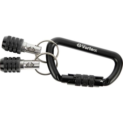 C.K  T4574 2 x Vorteck 1/4" Bithalter mit Schnellverschluss am Karabiner