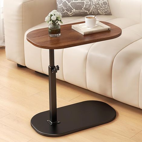 Petite table d'appoint en bois - Petite table basse - En forme de C - Réglable en hauteur - Table basse mobile - Petite table latérale - Support pour ordinateur portable - Pour salon, chambre (1/5)