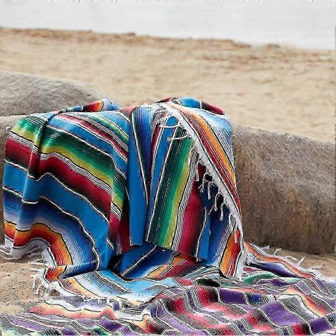 Couverture mexicaine Sarape, nappe de pique-nique, jeté de table, style Hot Rod, idéale pour le yoga et les fêtes, 120 x 180 cm