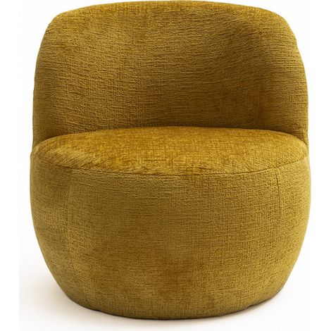 Fauteuil rond en tissu chenille - Jaune moutarde - Mo
