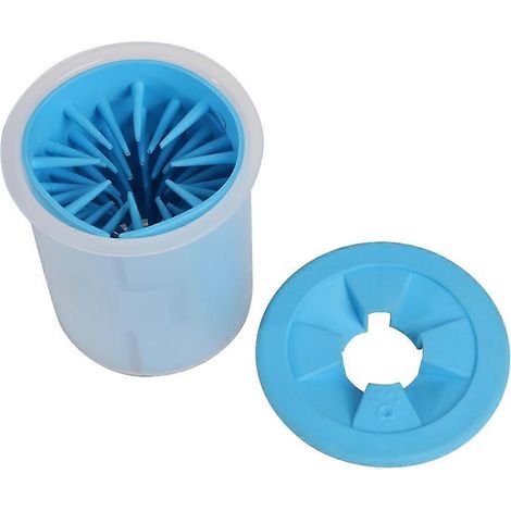 Gobelet de nettoyage des pattes pour chien en silicone souple et doux, couleur unie (bleu) (1/2)