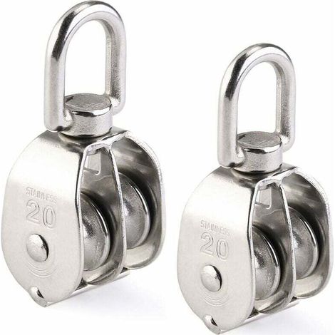 Double Pulley 2Pcs Stainless Steel 304 Swivel Double Pulley (1/5)