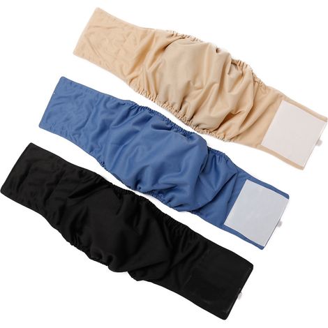 Lot de 3 bandes abdominales lavables et imperméables pour chien mâle, idéales pour l'apprentissage de la propreté et l'apprentissage de la propreté. Culotte physiologique pour chien. (1/4)