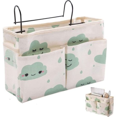Organisateur de lit mezzanine, sac de rangement suspendu pour lit mezzanine, pochette de rangement suspendue pour table de chevet de lit mezzanine, pochette de table de chevet pour livre, magazine, té (1/5)