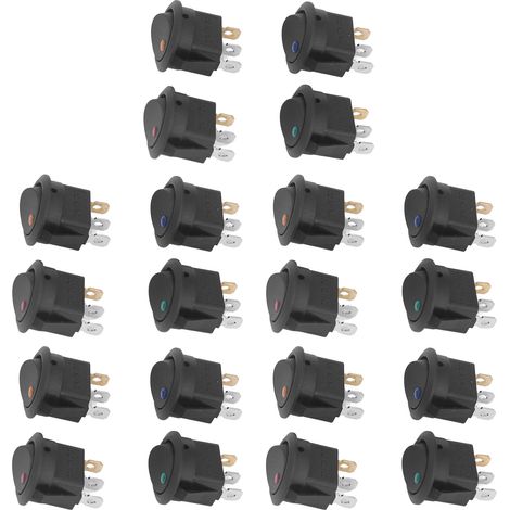 20 interruttori a bilanciere per luci LED da 12 V, pulsante di controllo rotondo a levetta SPST a 3 pin e 2 livelli on/off KCD1.