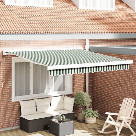 vidaXL Auvent rétractable Vert et blanc 350 x 250 cm (1/5)