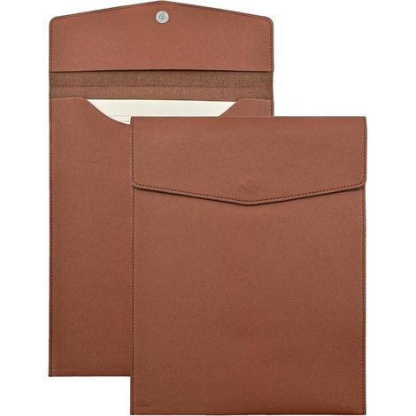 Carpeta para documentos con aspecto de piel - Carpeta portafolio - Archivo empresarial - Piel sintética impermeable - Tamaño A4 - Marrón (1/5)