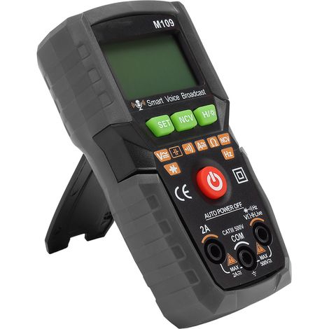 Digitales Multimeter mit englischen Sprachansagen, Taschenlampe, hintergrundbeleuchtetem Display, tragbarer automatischer NCV-Funktion, DC/AC-Voltmeter/Amperemeter, schwarz (1/5)