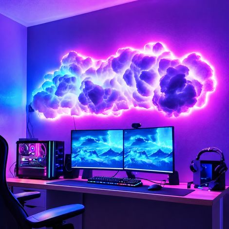 Lampe nuage LED modèle nuage multicolore avec application et télécommande 2,4G 10 20 × 15 × 7 cm 380 g 2,4 g – Livraison gratuite (1/5)