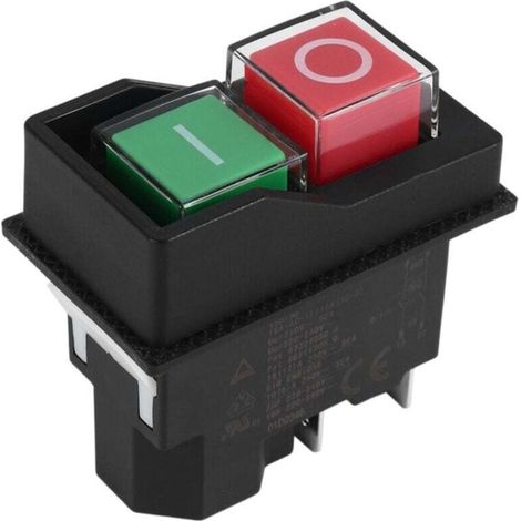 Interrupteur Électromagnétique Bouton Poussoir 220V 4 Broches pour Outils de Jardin-Crezuo (1/4)