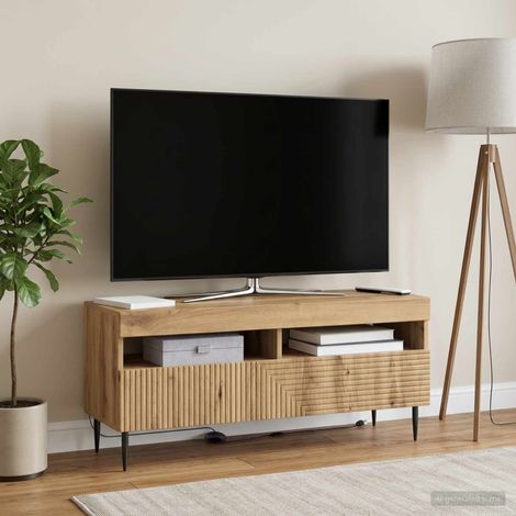 vidaXL Mueble de TV LED HAARLEM 100 x 35 x 43 cm Roble artisan (1/5)