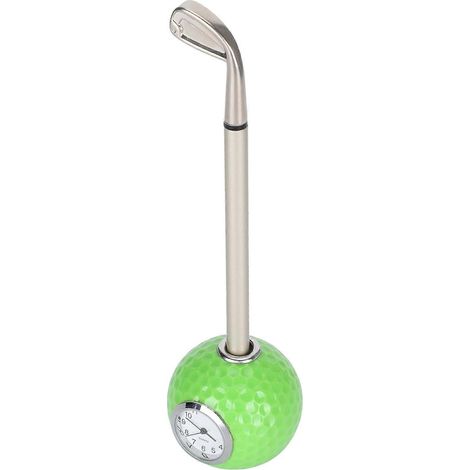 Grüner Golfstifthalter mit Tischständer aus Aluminiumlegierung, dekoratives Geschenk mit Uhr, für Bälle und Stifte (1/5)