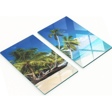 Planches à découper décoratives en verre pour la cuisine, motif mer des Caraïbes, 2 x 30 x 52 cm (1/5)