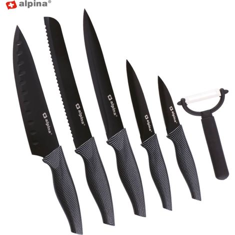 Alpina - Coffret de 6 couteaux en acier inoxydable INOX (noir) (1/5)