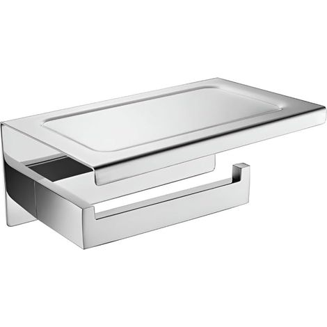 1 Porte-Rouleau Papier Toilette, Acier Inoxydable Brossé, Étagère Intégrée, Support Mural, Salle de Bain (1/5)