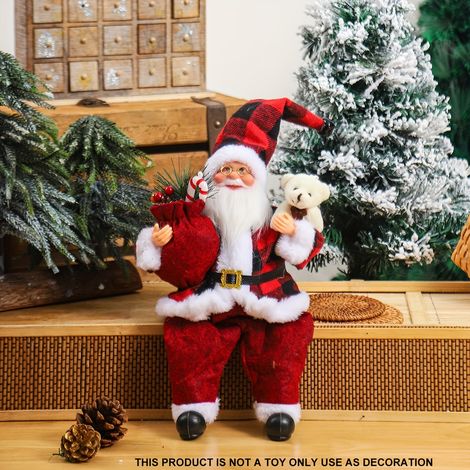 1 pièce. Décoration de Noël - Figurine du Père Noël assis, scène festive pour décoration intérieure, Halloween et automne, figurine de collection (1/5)