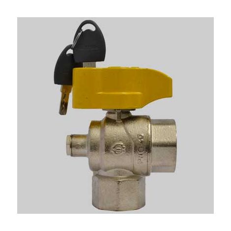 VALVOLA A SFERA SQUADRA CON PRESA PRESSIONE E CHIAVE  3/4 F x 3/4 F     F.I.V.