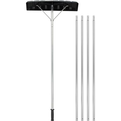 Râteau à neige extensible longueur 1,48 à 6,08 m lame large 63 x 15,5 cm usage facile en aluminium noir