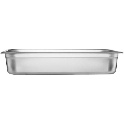 Lot de 6 bacs gastronormes inox 0,8 mm, 10 cm de profondeur, anti-blocage, pour restauration et stockage alimentaire. (1/5)