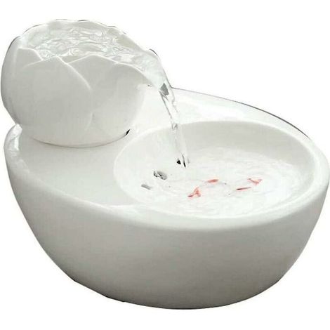 XEPHO Fontaine à eau verticale Lotus pour chats – Distributeur d'eau en céramique pour animaux de compagnie – Filtre à circulation automatique pour une eau saine et hygiénique