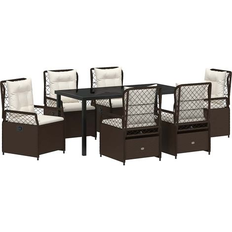 Maison Exclusive - Garten Essgruppe 7 pcs Braun Poly-Rattan (1/5)
